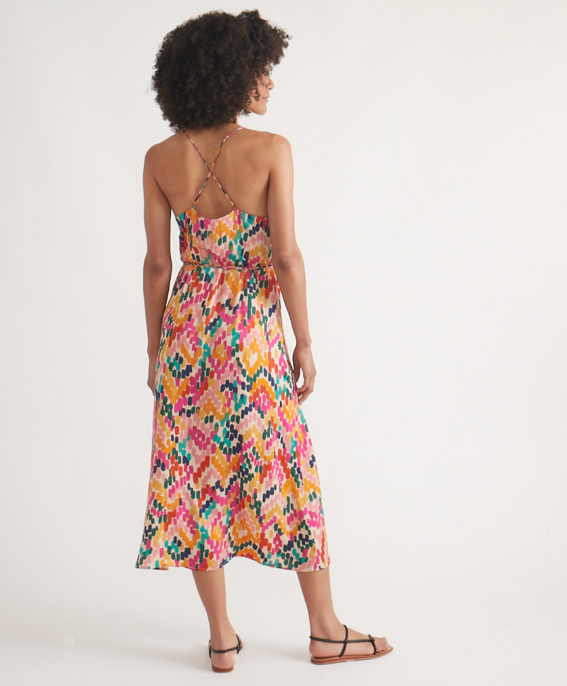 
                      
                        Back view of the Bright Watercolor Archive Emma Wrap Dress by Marine Layer
                      
                    