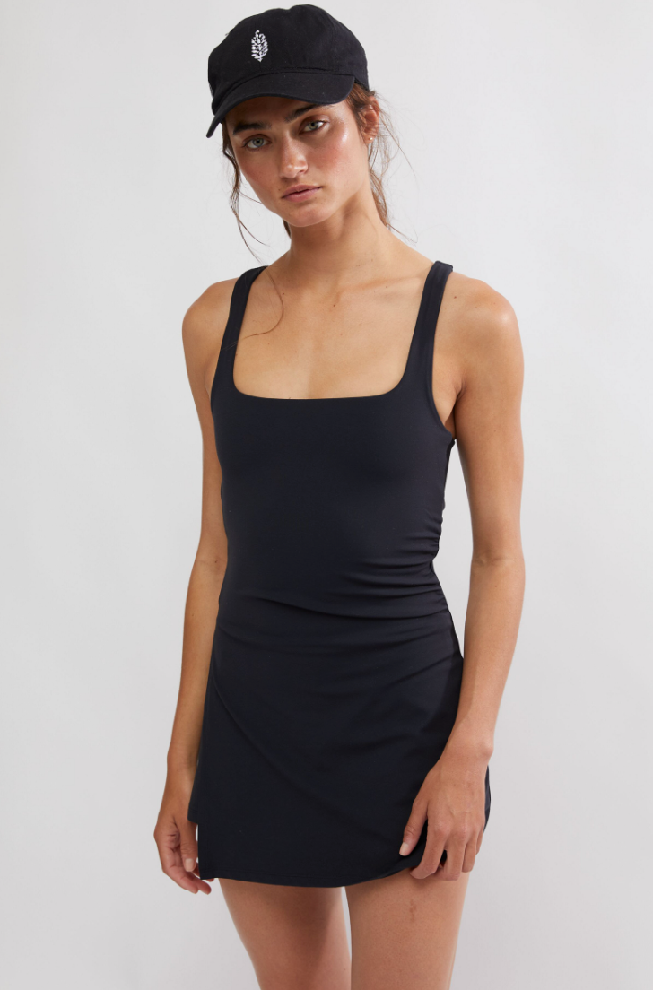 The Black Never Better Sporty and Stretchy Mini Dress by Free People