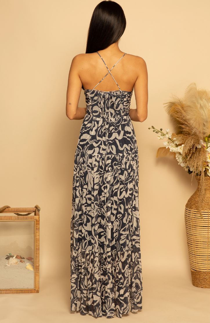 Back view of the Atlantic Blooms Mallorca Maxi Dress by Shore