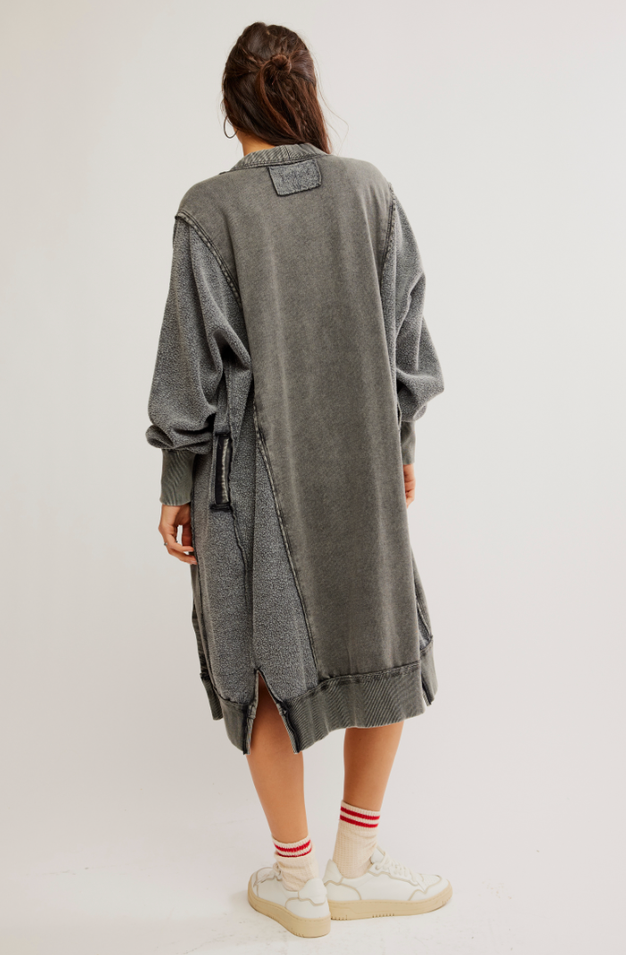 Back view of the Washed Black Dreamy Blue Cardi by Free People