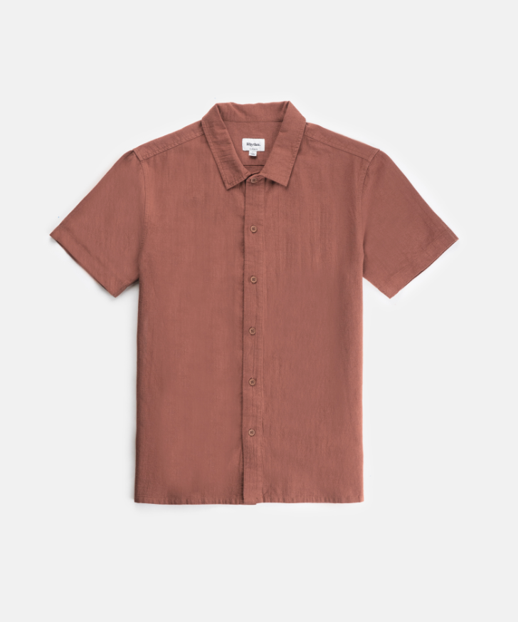 The Classic Linen Short Sleeve Shirt in the color Baked Clay by Rhythm