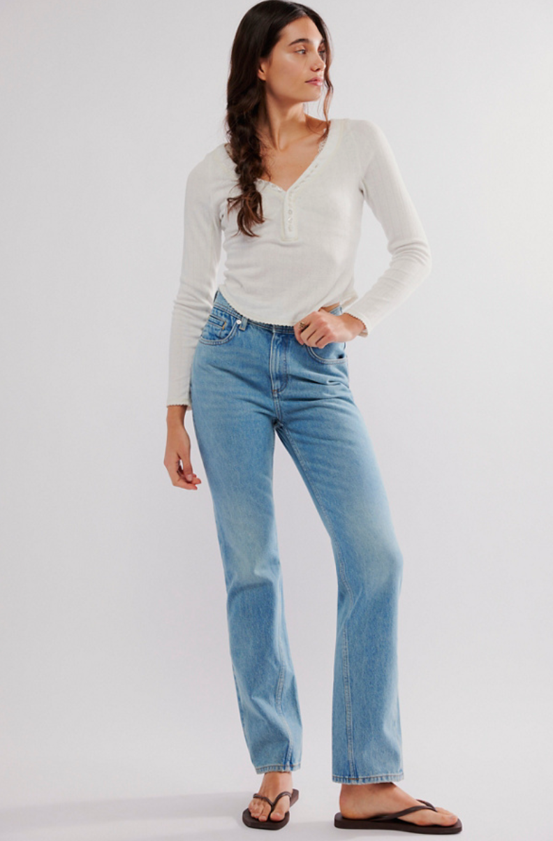 The Union Blue Xena Slim Straight Jeans by Free People