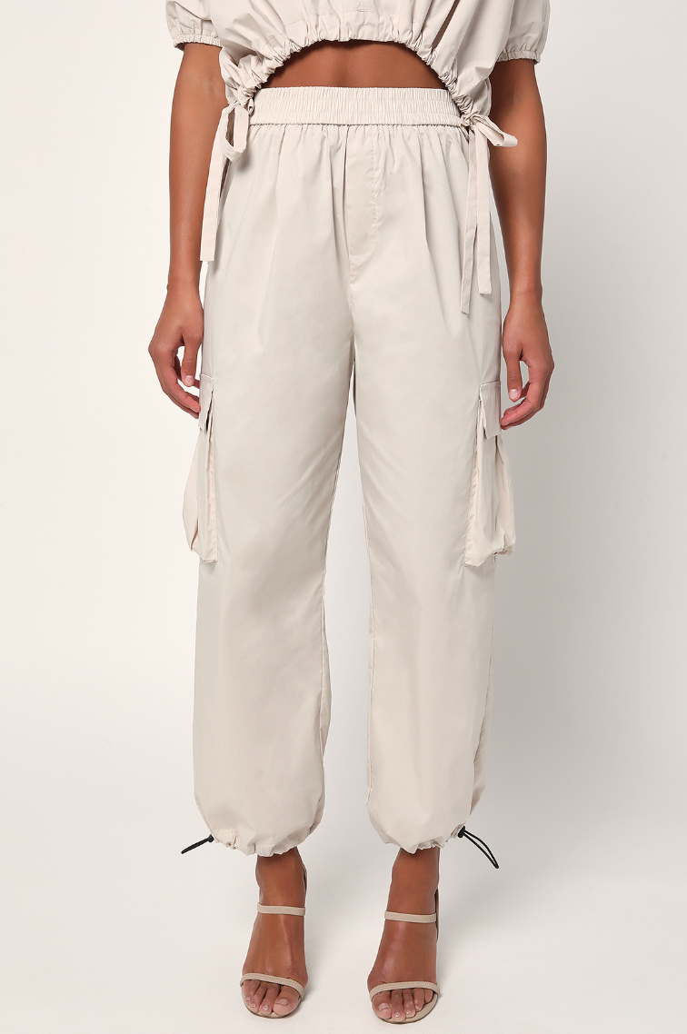 beige cargo jogger pants by Lulus