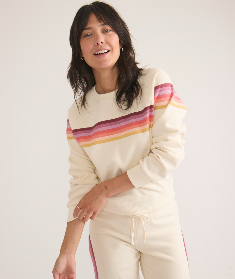 The Antique White Stripe Anytime Sweatshirt by Marine Layer