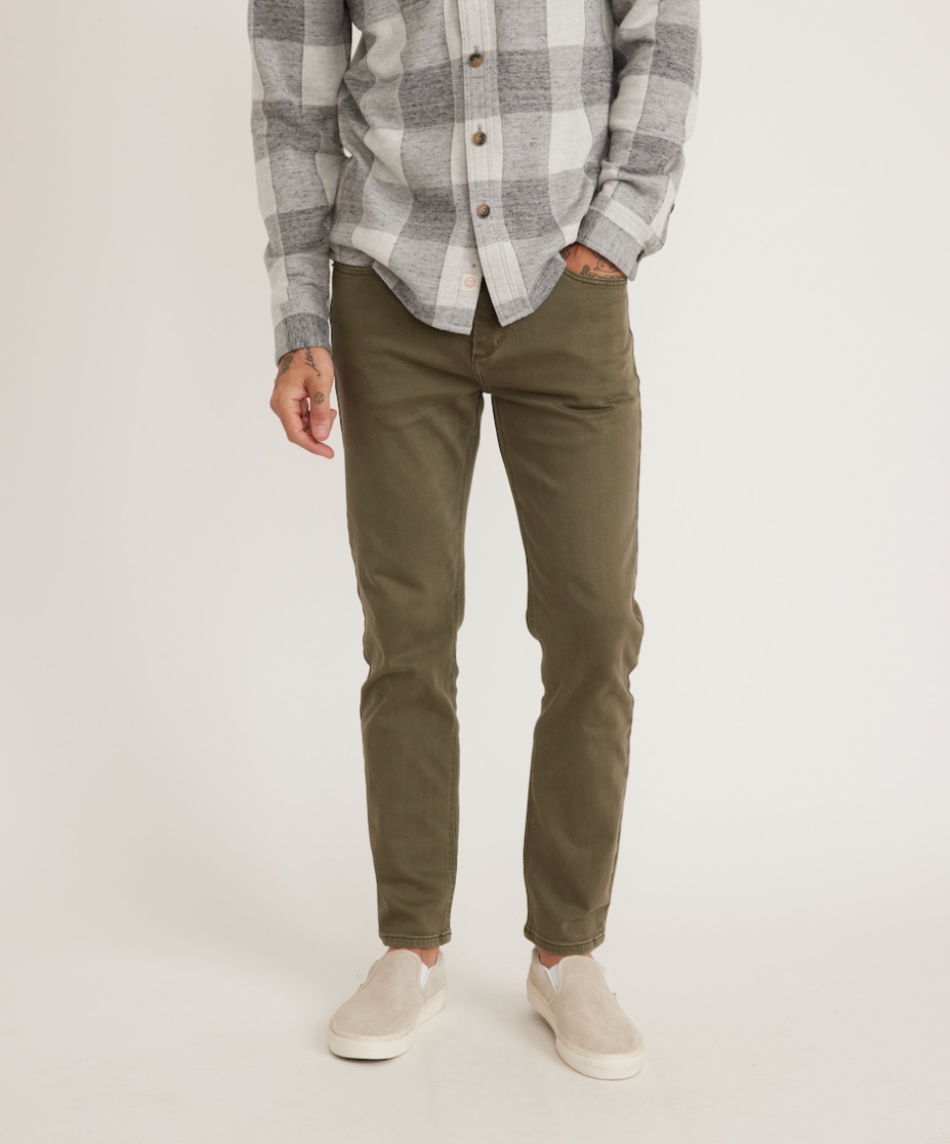 The Faded Olive 5 Pocket Athletic Fit Twill Pant by Marine Layer