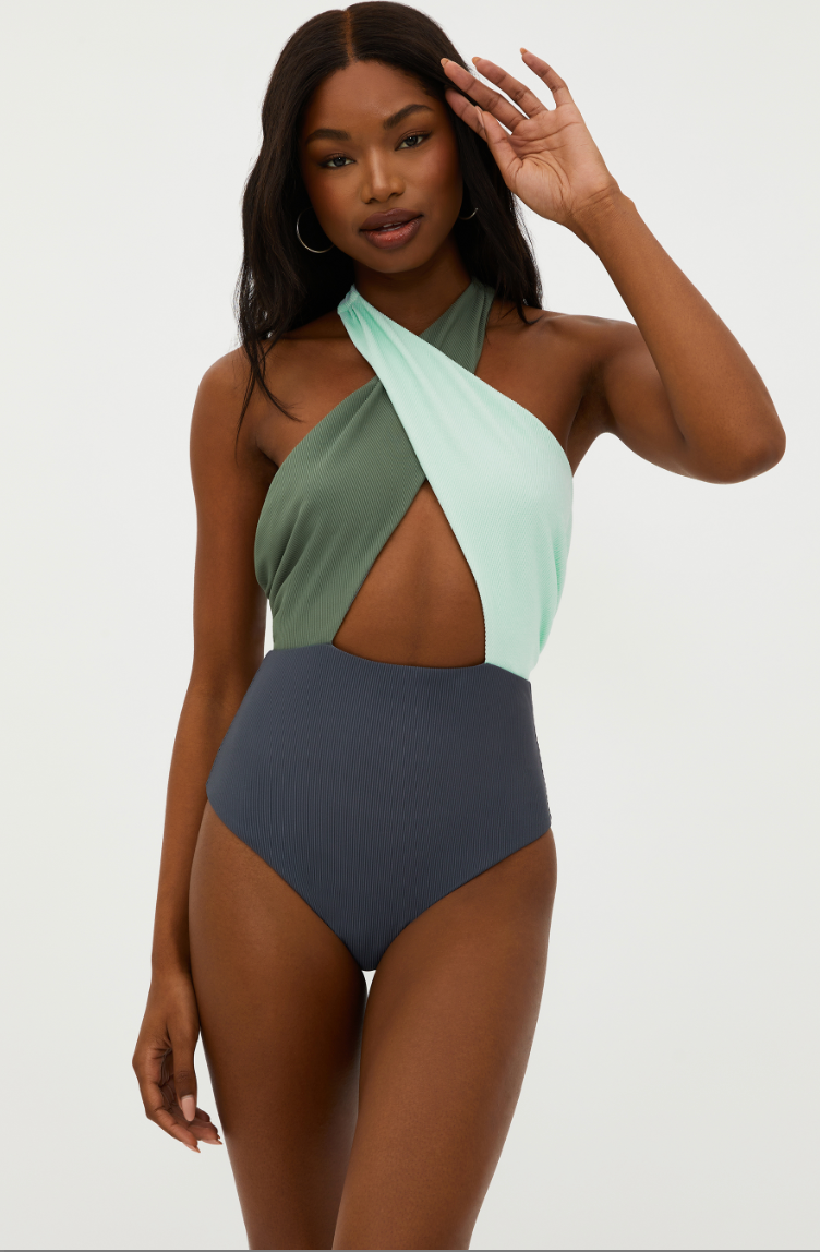 The Palm Paradise Colorblock Jessica One Piece Swimsuit by Beach Riot