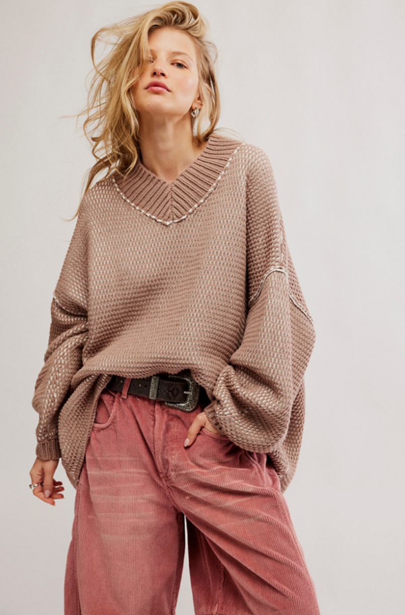 Maisie Sweater stucco combo front