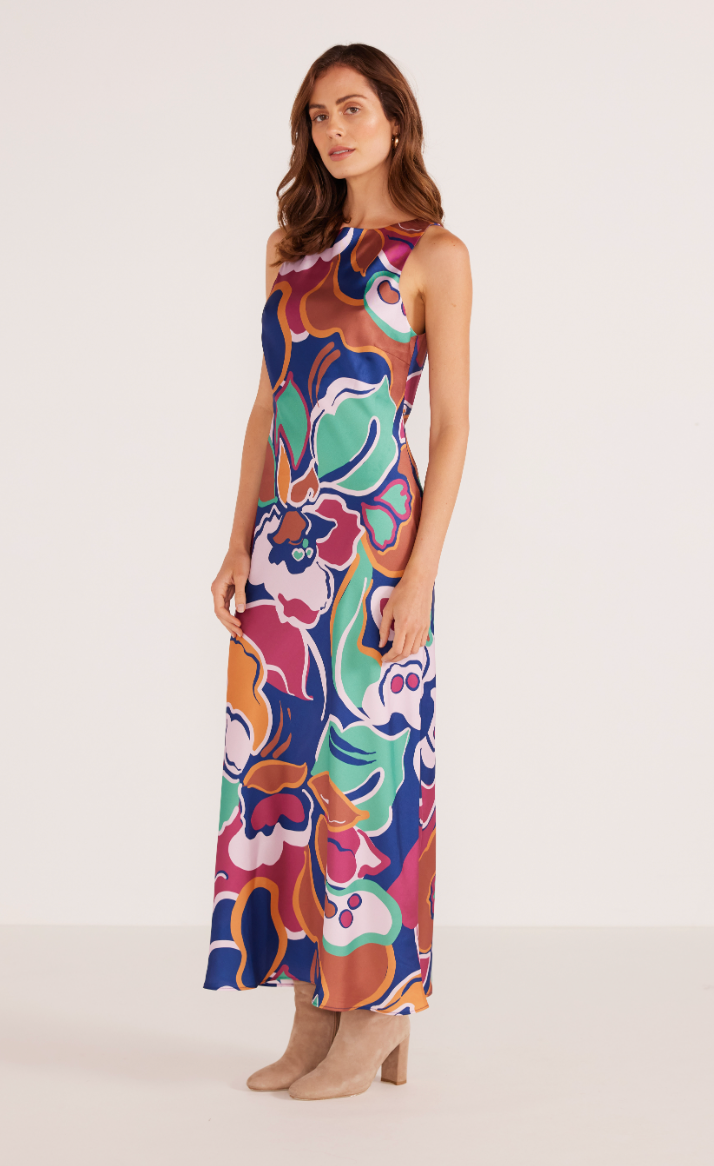 MINKPINK Lottie Bias Midi Dress - Abstract Floral