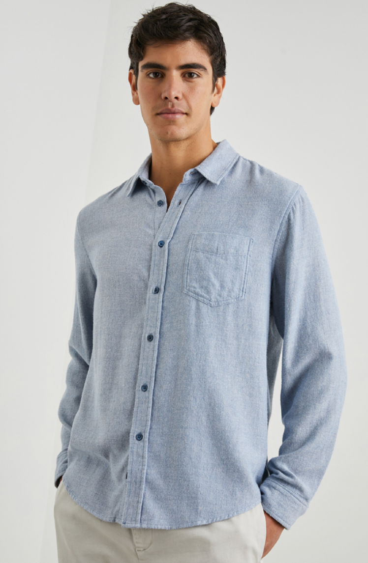 The Kodiak Blue Melange Lennox Shirt by Rails