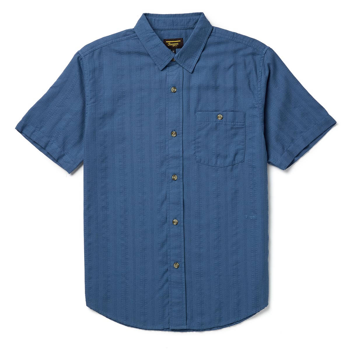 Seager Caldera Short Sleeve Shirt in Faded Denim, available at Harbour Thread men's store