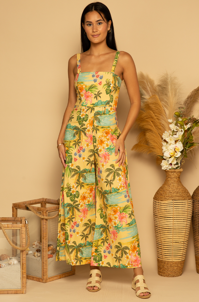 
                      
                        Front view of the Classic Tropics print Lima Wide Leg Jumpsuit by Shore
                      
                    