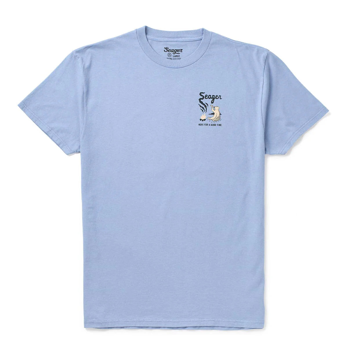 Seager Smokey Tee in Faded Denim, available now at Harbour Thread