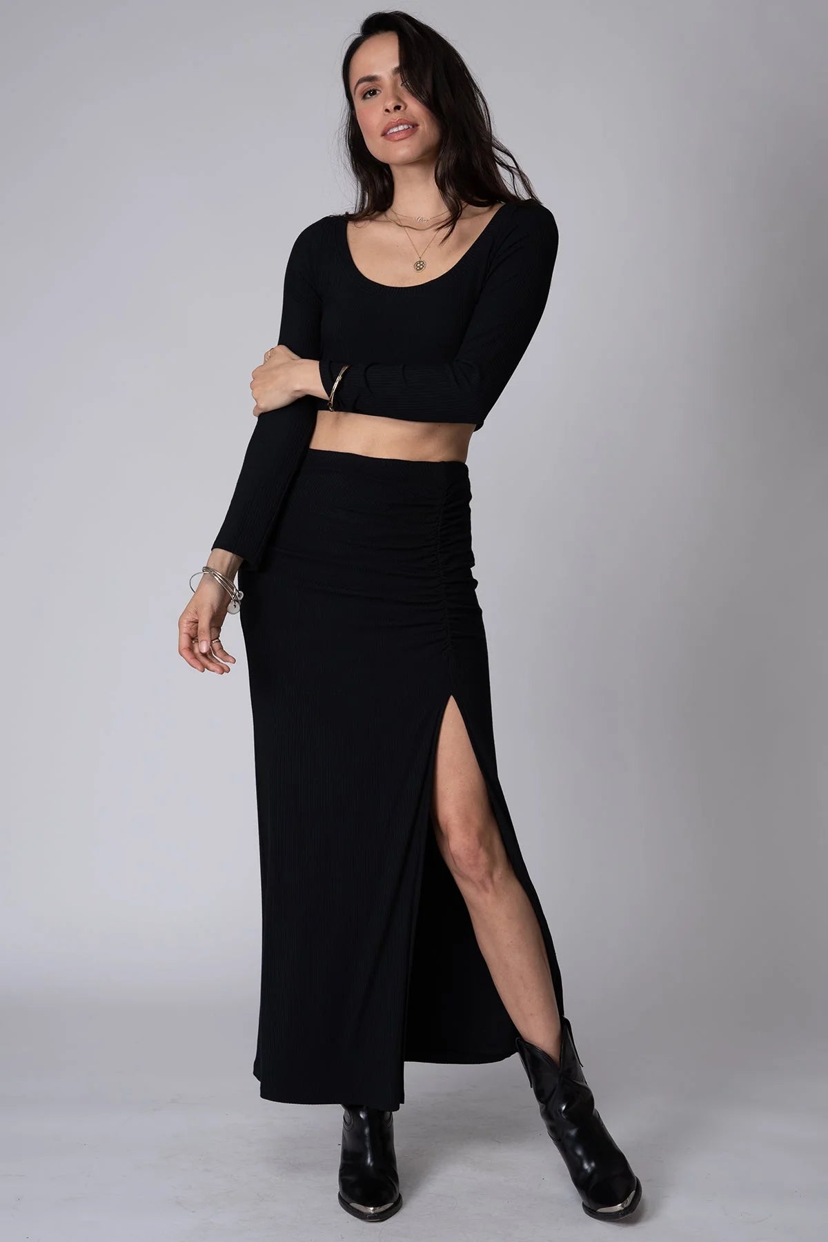 Stillwater's Get Together Maxi Skirt in the color Black