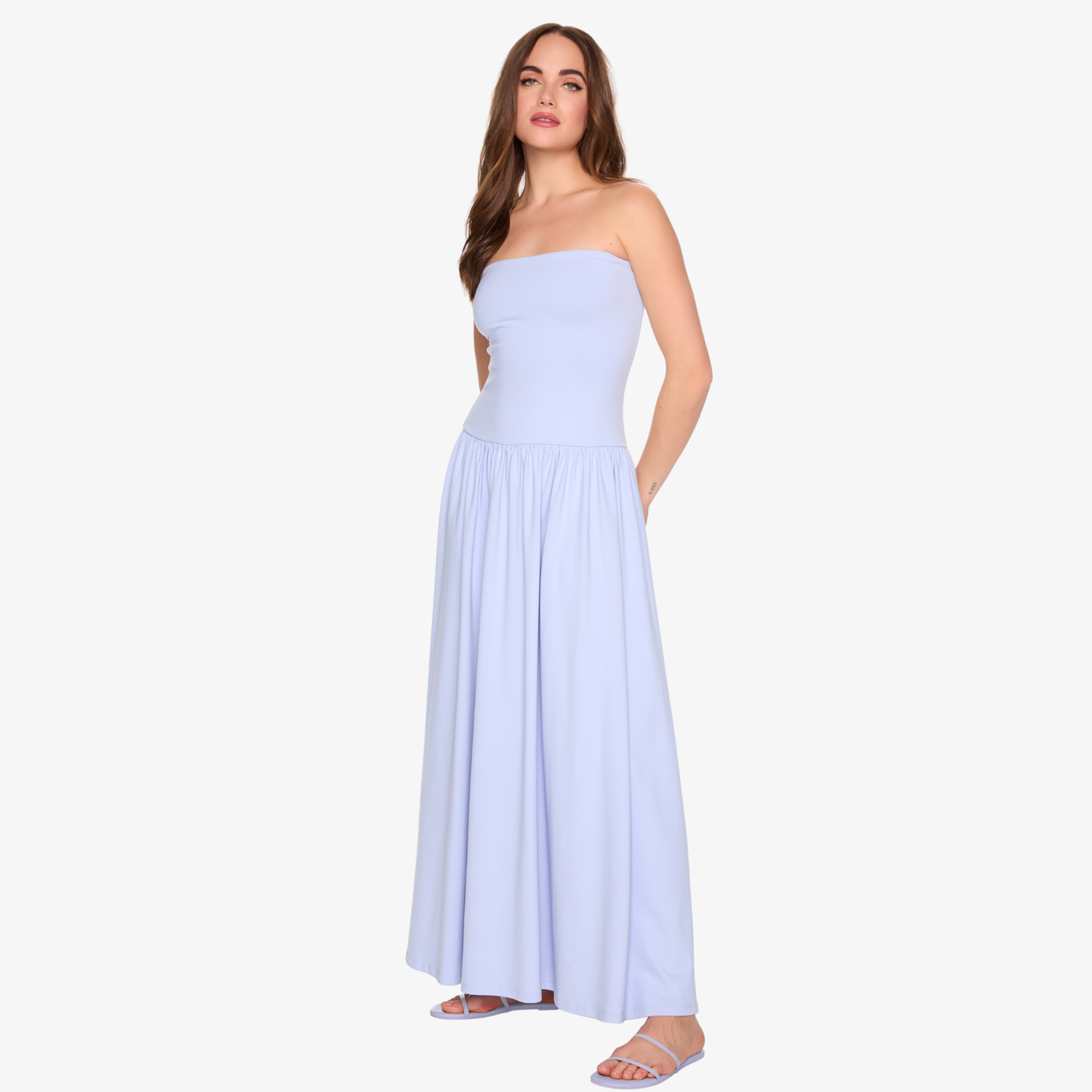 Susana Monaco Tube Drop Waist Maxi Dress in Blue, available now at Harbour Thread boutique