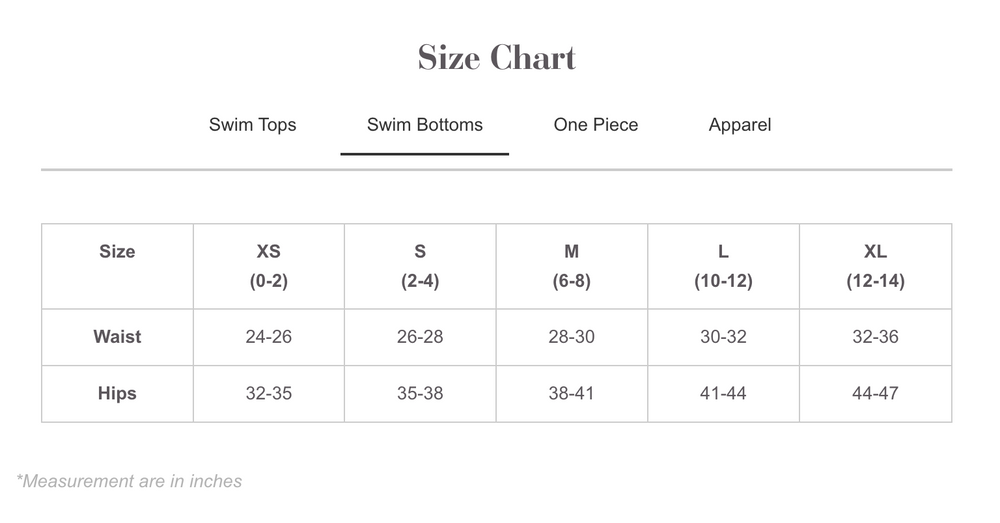 
                      
                        PQ Swim's size chart for swim bottoms
                      
                    