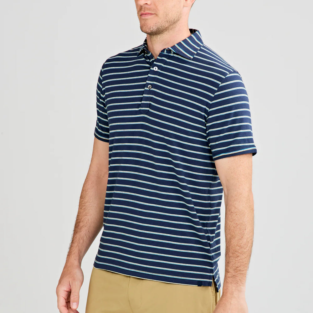 
                      
                        Side view of the Boardwalk Stripe Everywhere Polo by tasc Performance
                      
                    