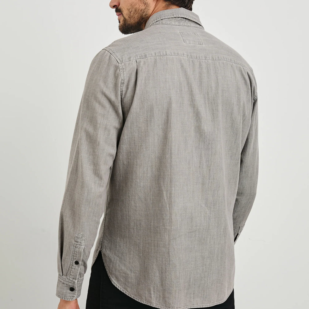 
                      
                        Men's grey long sleeve button down shirt from Rails, available at Harbour Thread
                      
                    