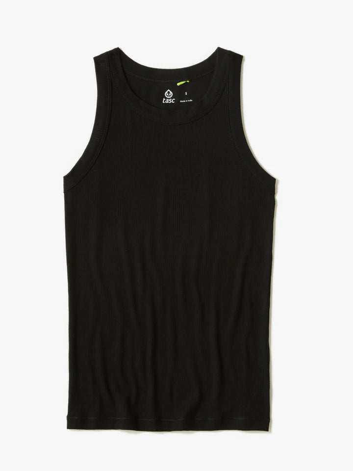 
                      
                        Flat lay of the Black MicroLuxe Rib Tank by tasc Performance
                      
                    