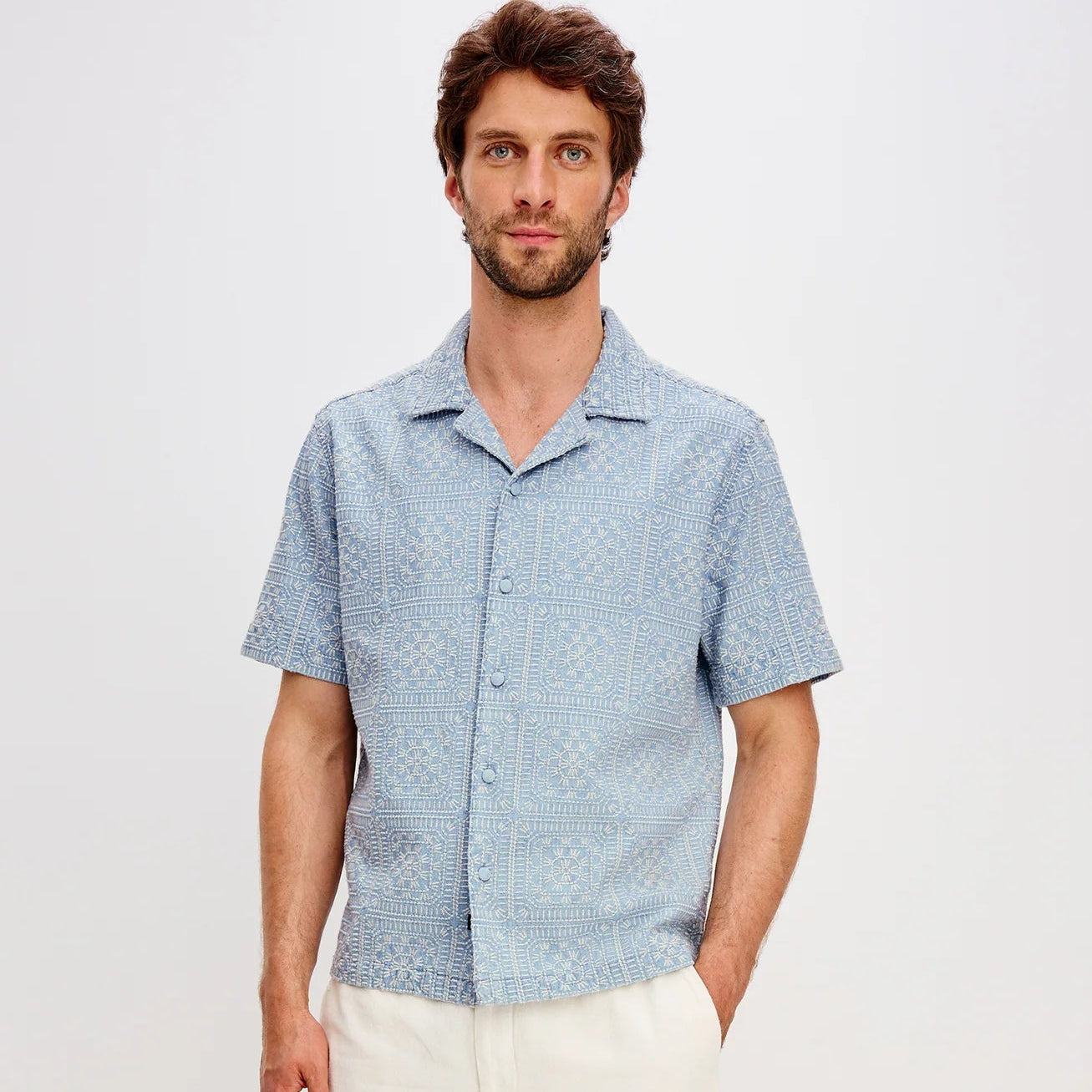 Rails Tyler Shirt in Indigo Cream Squares