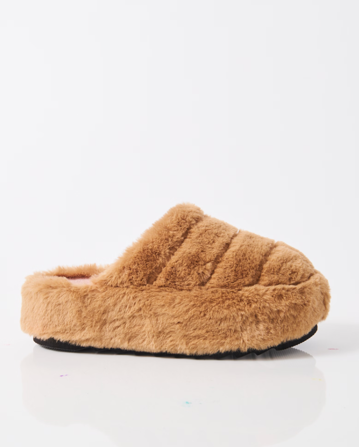 Side view of the Teddy It's A Vibe Platform Slippers by Free People