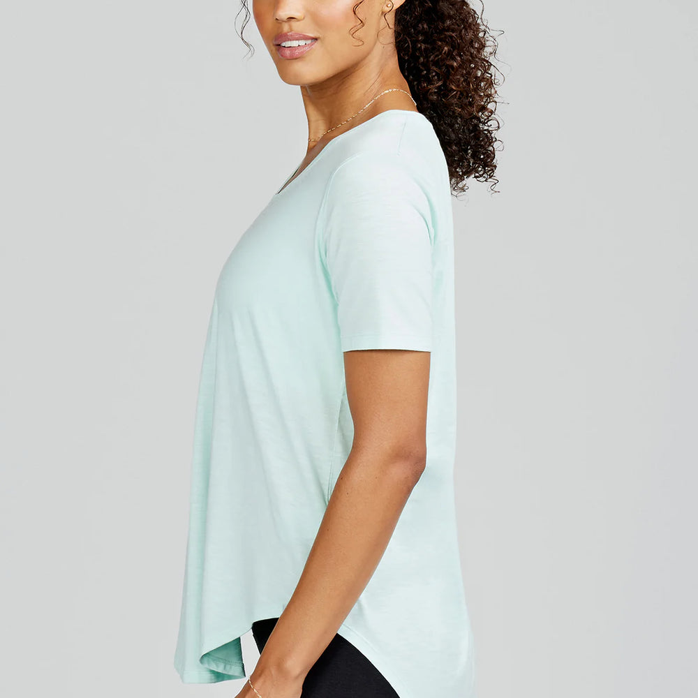 Side view of the Serene Longline T-Shirt by tasc Performance