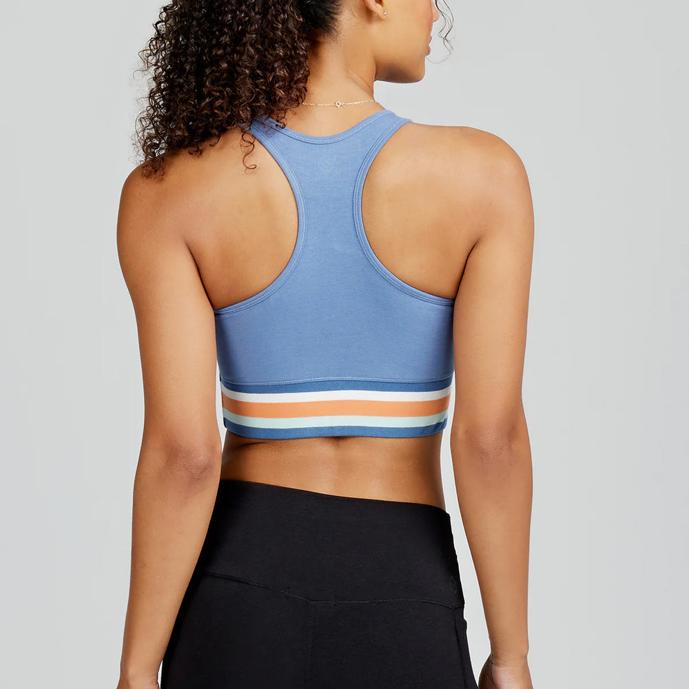 Back view of the Dusk Stripe ALLways Sports Bra by tasc Performance