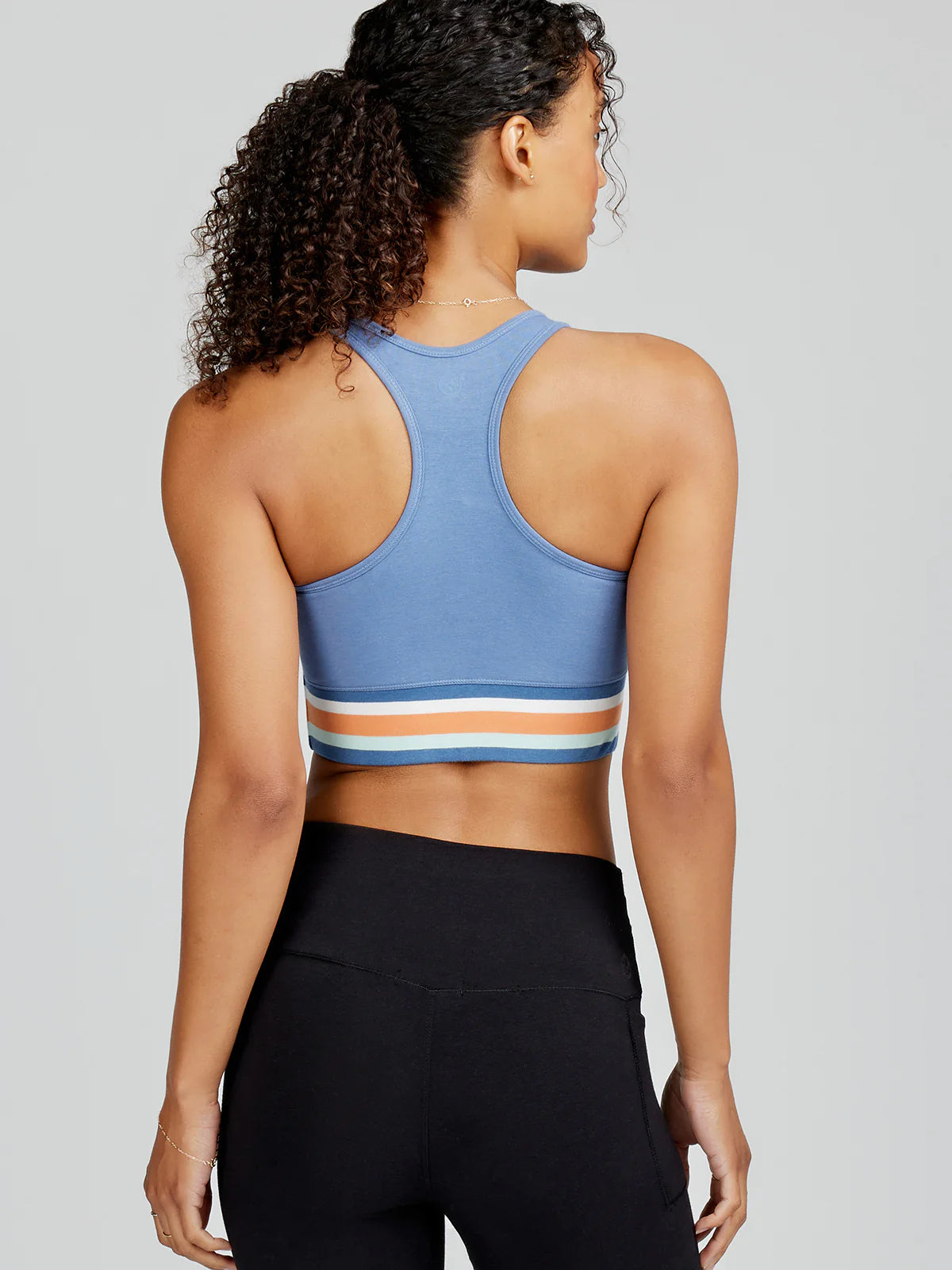 Back view of the Dusk Stripe ALLways Sports Bra by tasc Performance