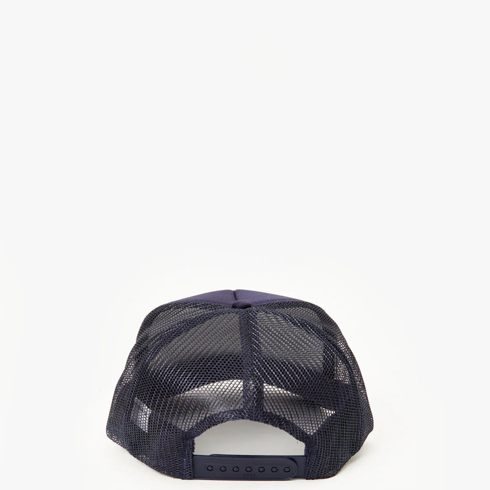 
                      
                        Navy mesh back women's trucker hat with adjustable snap back closure
                      
                    
