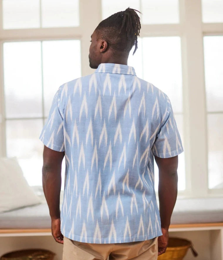 Back view of the Sublime Sky Ikat Shirt by One World Brothers