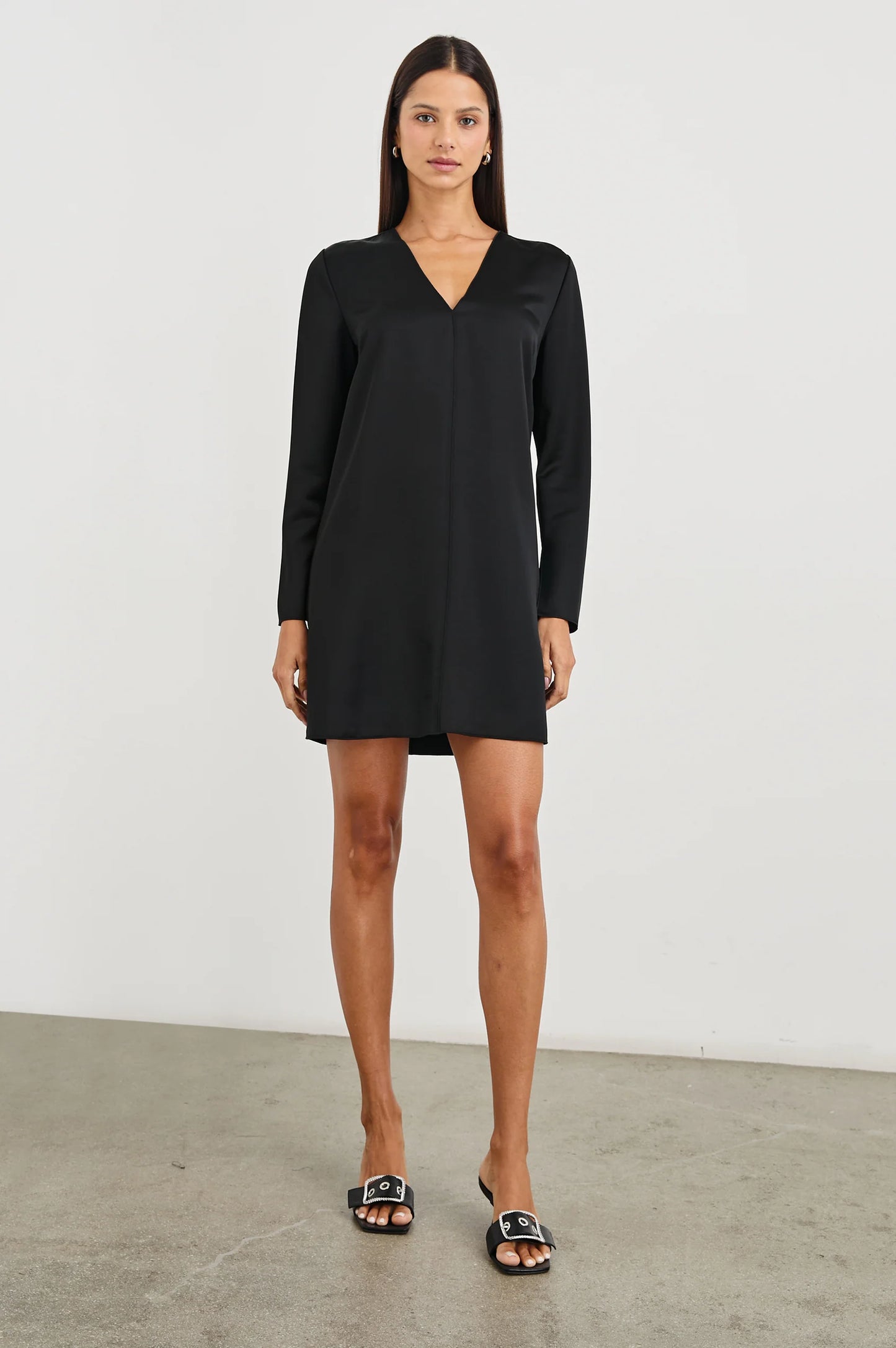 rails long sleeve dress Rails Amanda V-Neck Long Sleeve Dress - Black