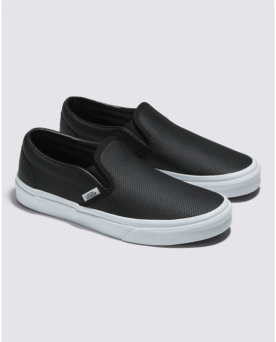Vans Women's Classic Slip-On Sneaker - Perforated Leather Black
