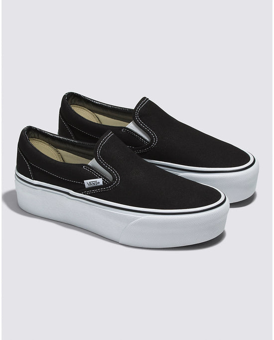 Vans Women's Classic Slip-On Stackform Sneaker - Black/True White