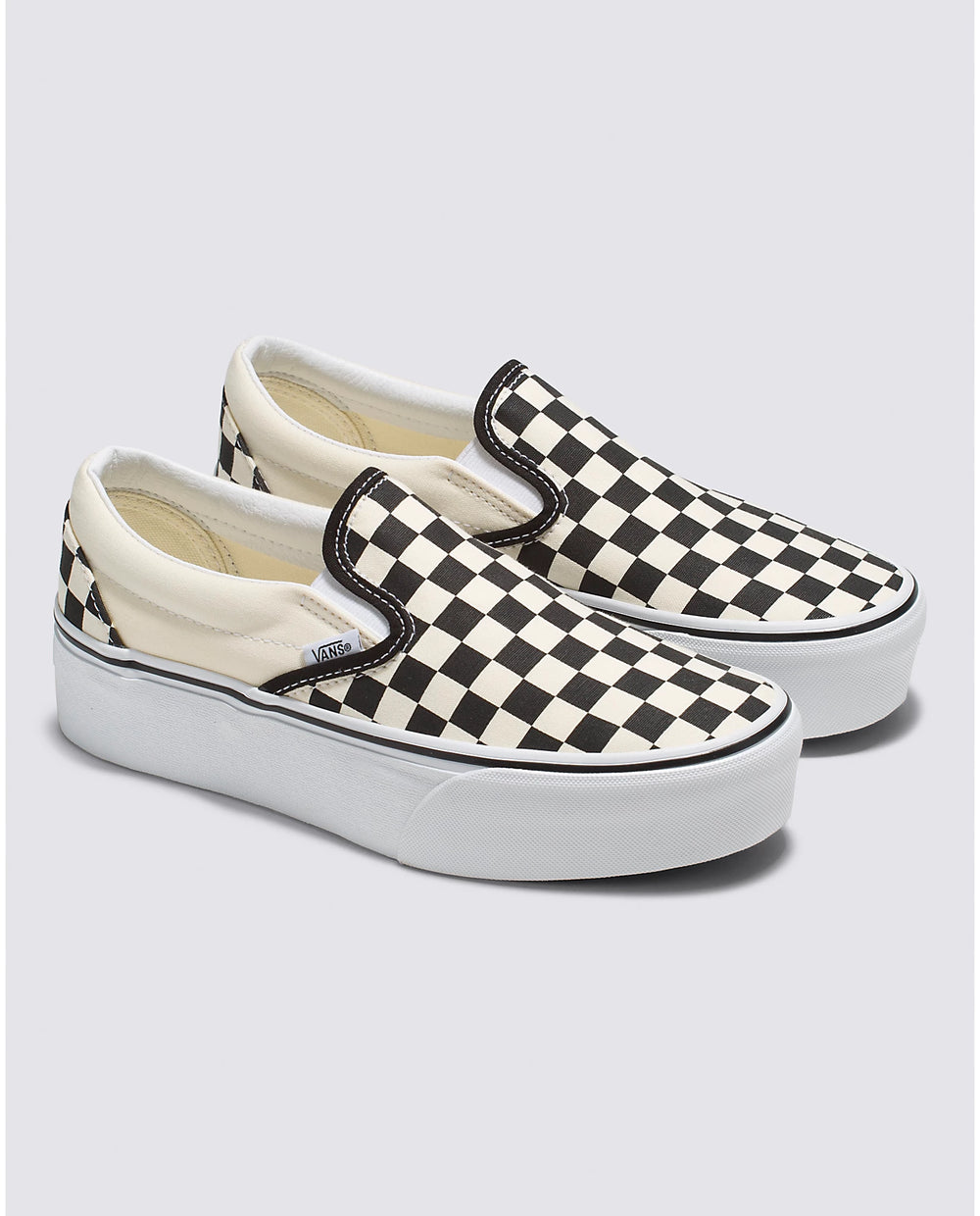 Vans Women's Classic Slip-On Stackform Shoe - Black/Classic White Checkerboard