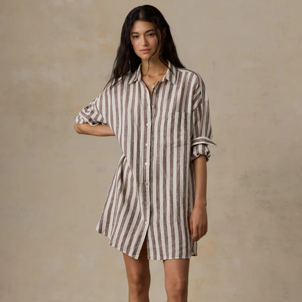 Laguna Linen Kova Shirtdress - Sandy Horizon Stripe
