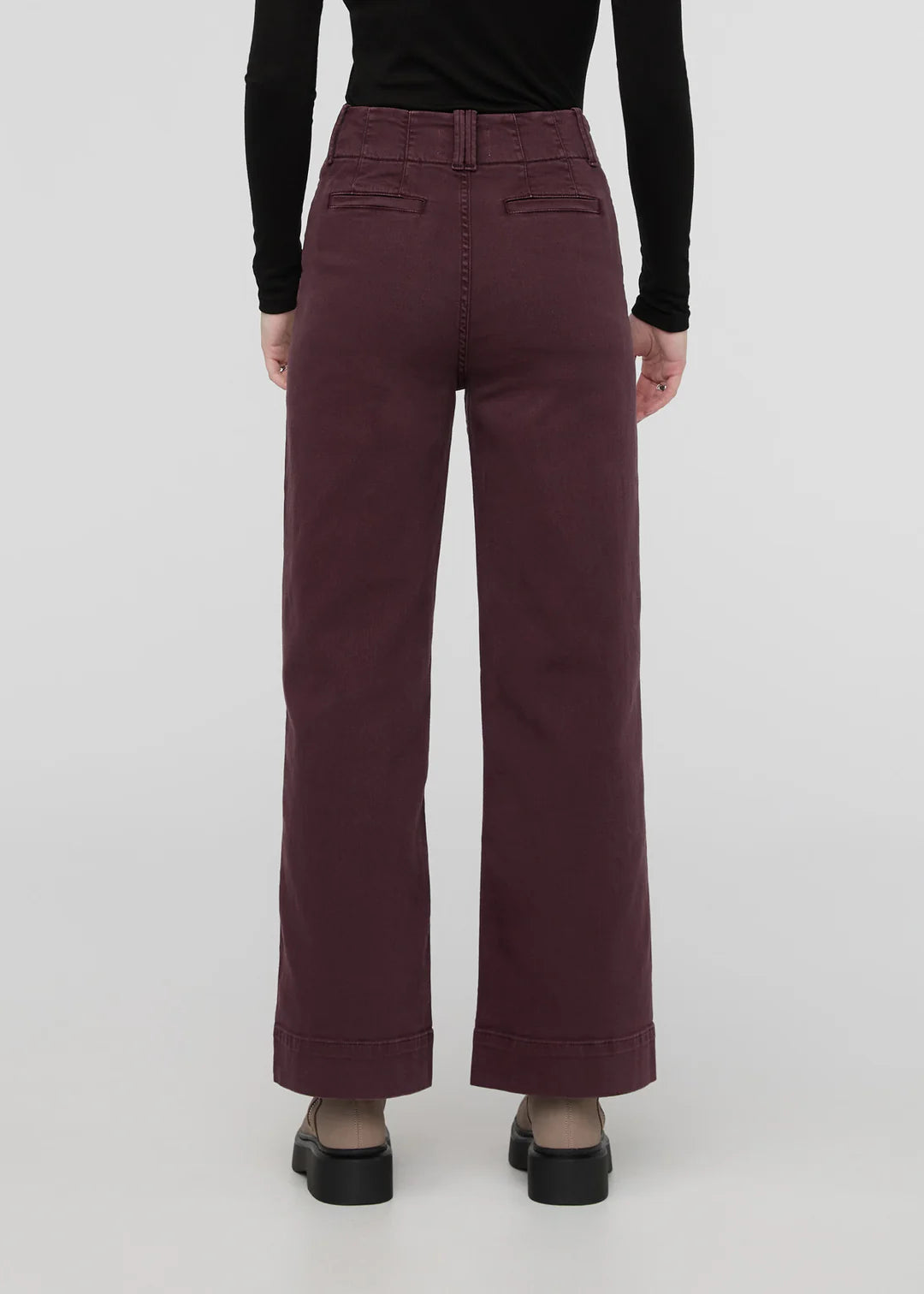 Back view of the Raisin LuxTwill High Rise Trouser by DU/ER