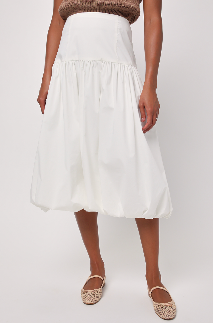 This crisp white cotton poplin midi skirt from Lulus is available at Harbour Thread 