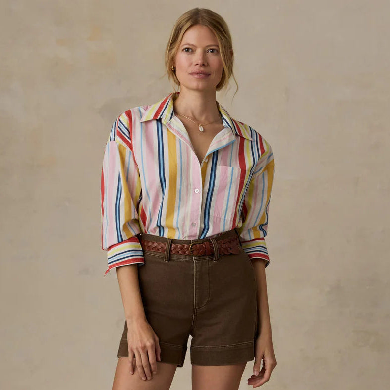 Faherty Coastal Poplin Relaxed Shirt - Sunset Parade