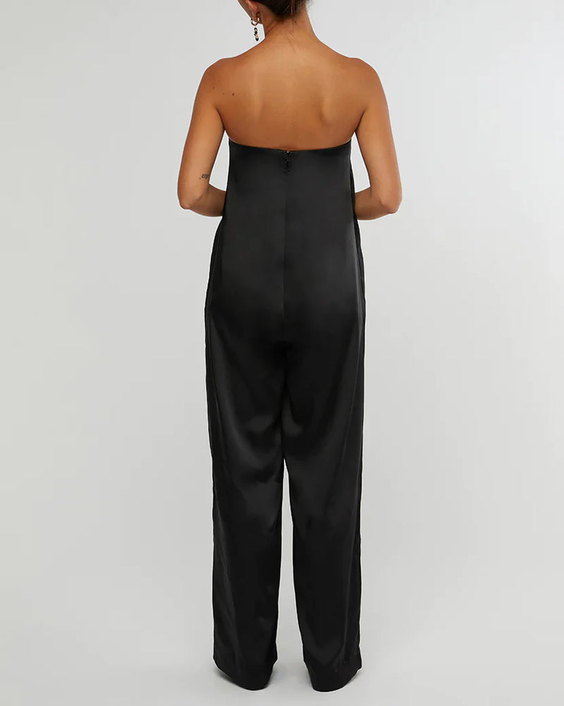 
                      
                        Black strapless relaxed fit jumpsuit
                      
                    