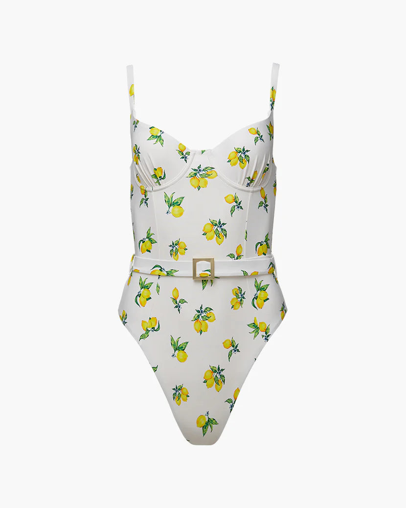 WeWoreWhat Underwire Ditsy Lemons One Piece - Off White