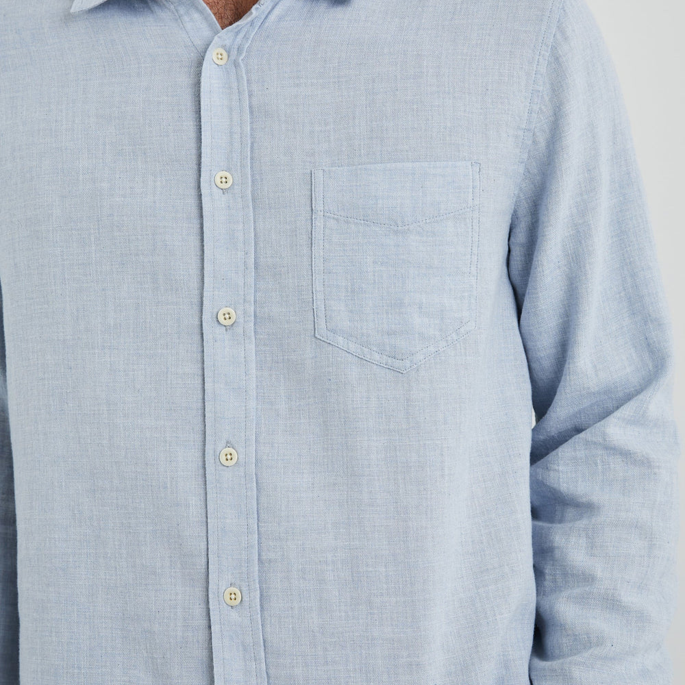 Front detail on the Blue Melange Wyatt Button Down Shirt by Rails