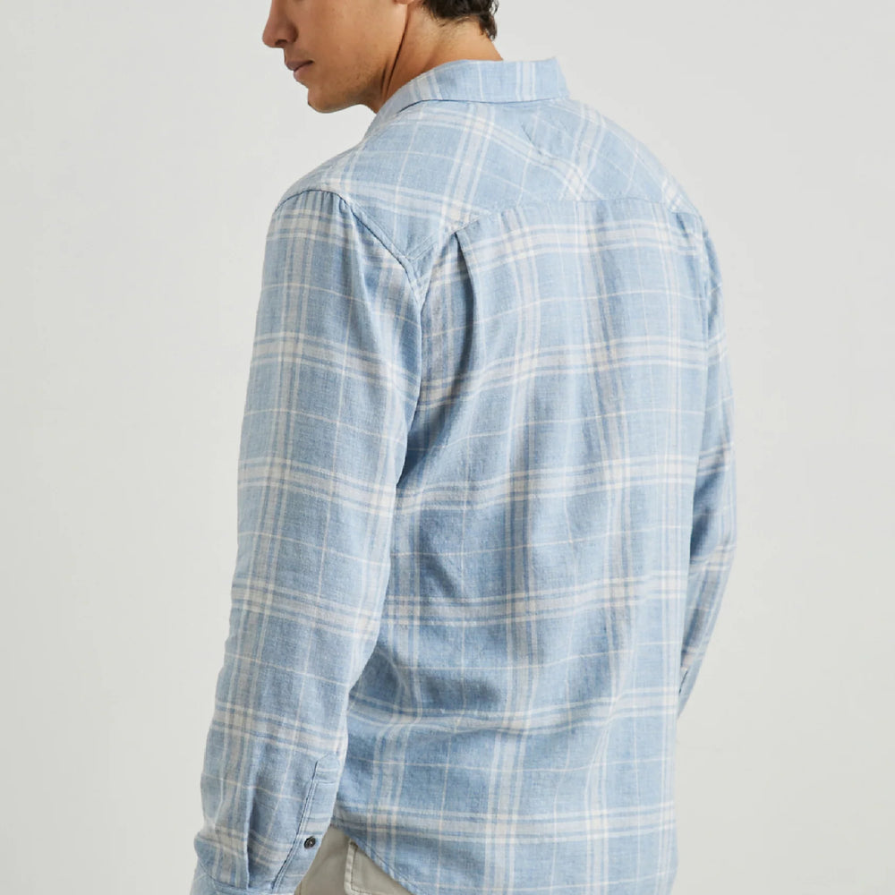 Back view of the Cobalt Aluminum Melange Wyatt Shirt by Rails