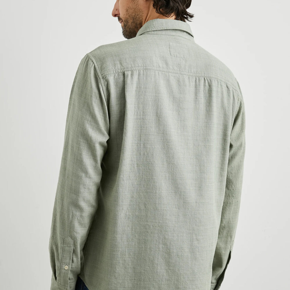 Back view of the Jade Etch Long Sleeve Wyatt Shirt by Rails