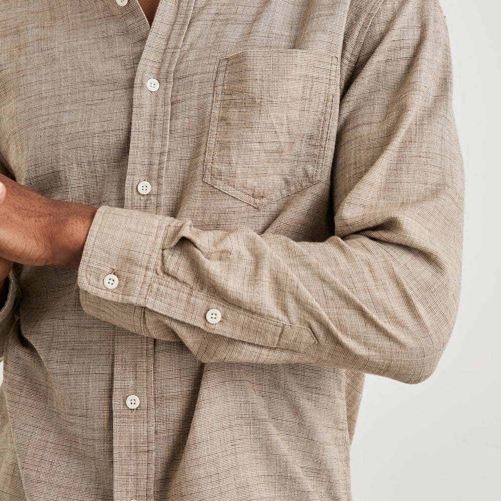 
                      
                        Front design detail on the Walnut Etch Long Sleeve Wyatt Shirt by Rails
                      
                    