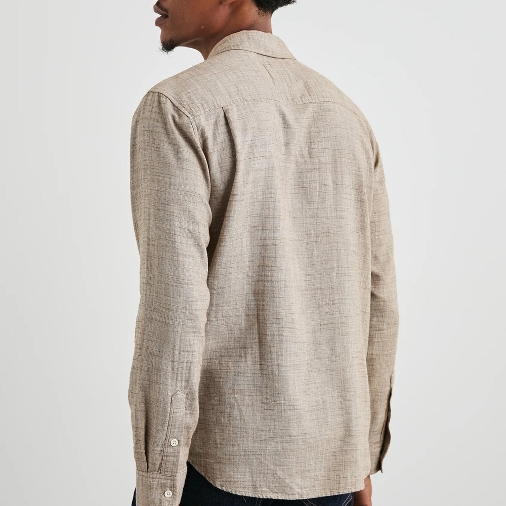 Back view of the Walnut Etch Long Sleeve Wyatt Shirt by Rails