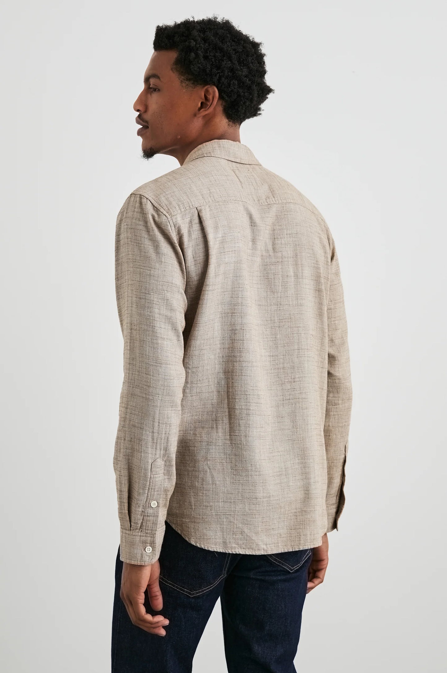 Back view of the Walnut Etch Long Sleeve Wyatt Shirt by Rails