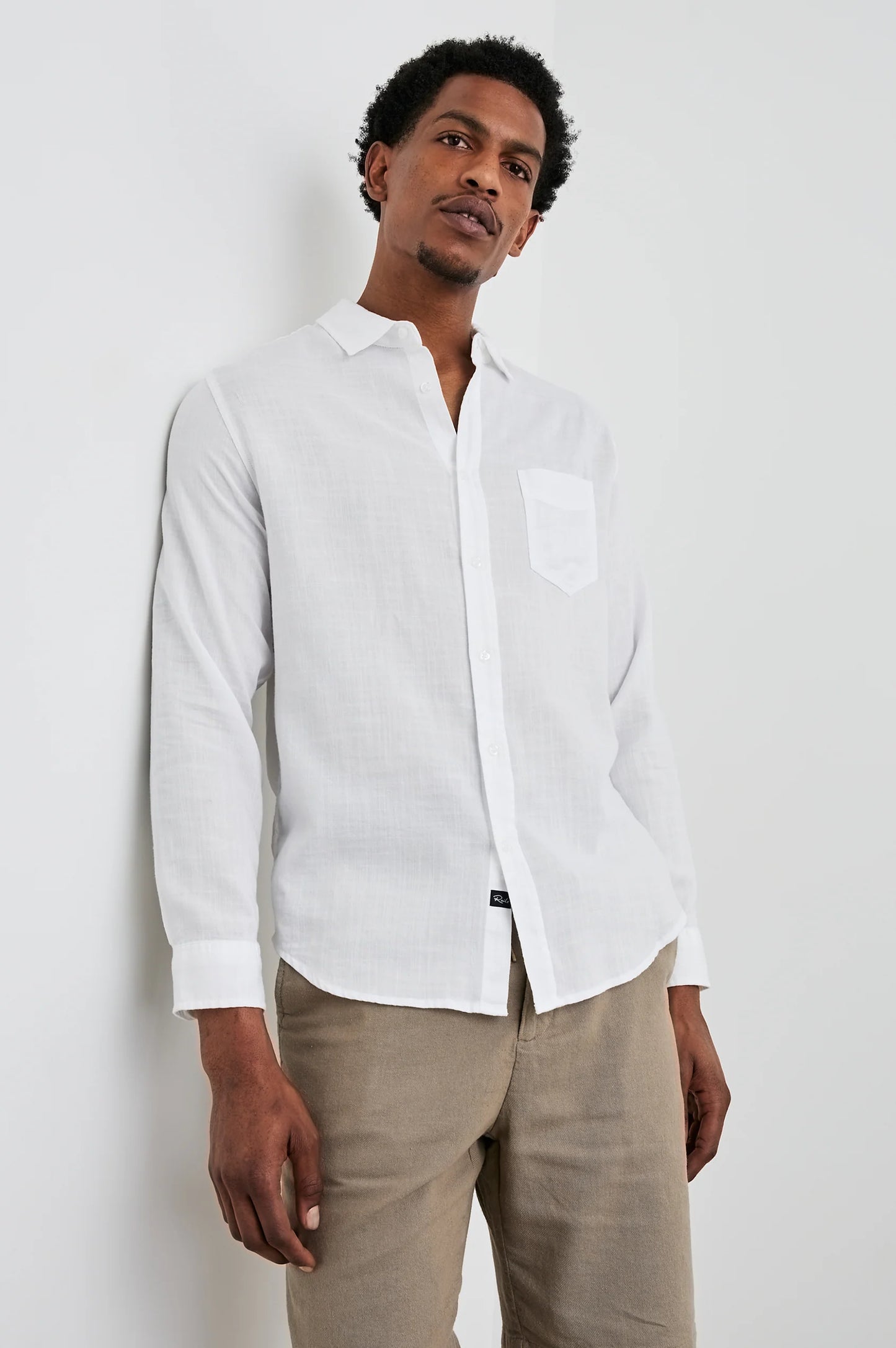 The White Long Sleeve Wyatt Shirt by Rails