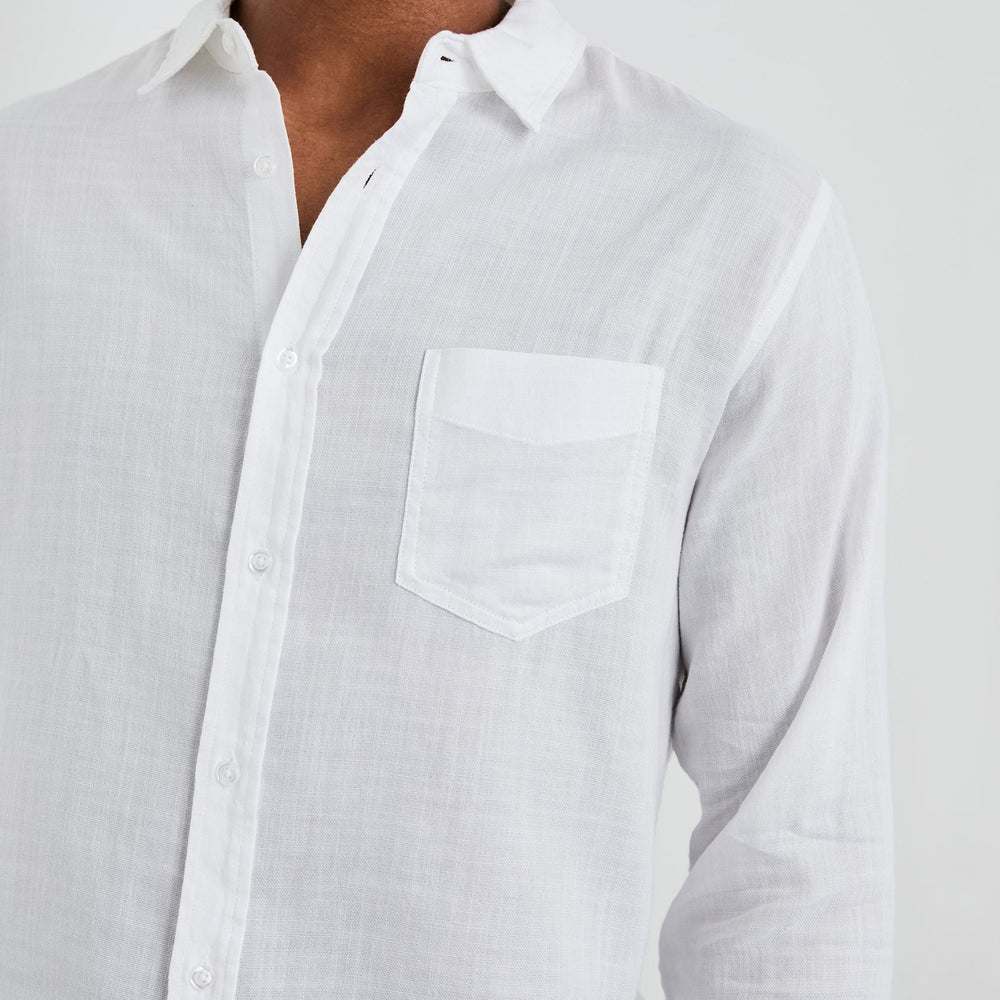 
                      
                        Front design detail on the White Long Sleeve Wyatt Shirt by Rails
                      
                    