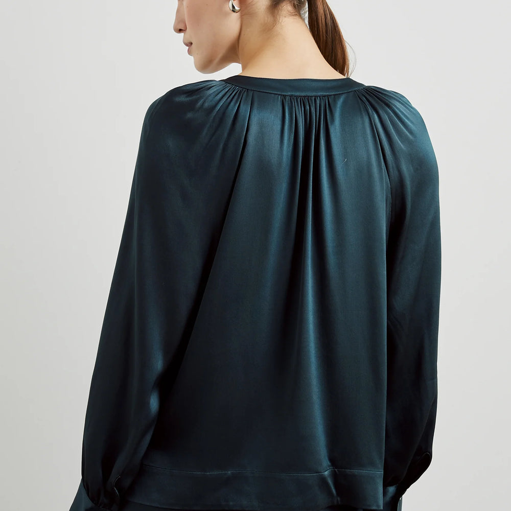 
                      
                        Back view of a woman wearing the Wynna Top by the brand Rails in the color Deep Sea
                      
                    