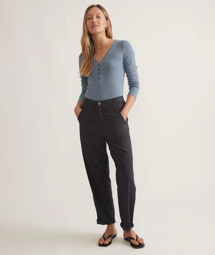 The Women's Saturday Pant in the color Phantom by Marine Layer