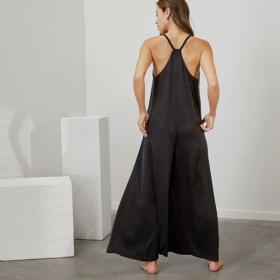 LUNYA Washable Silk Elastic Strap Jumpsuit - Immersed Black